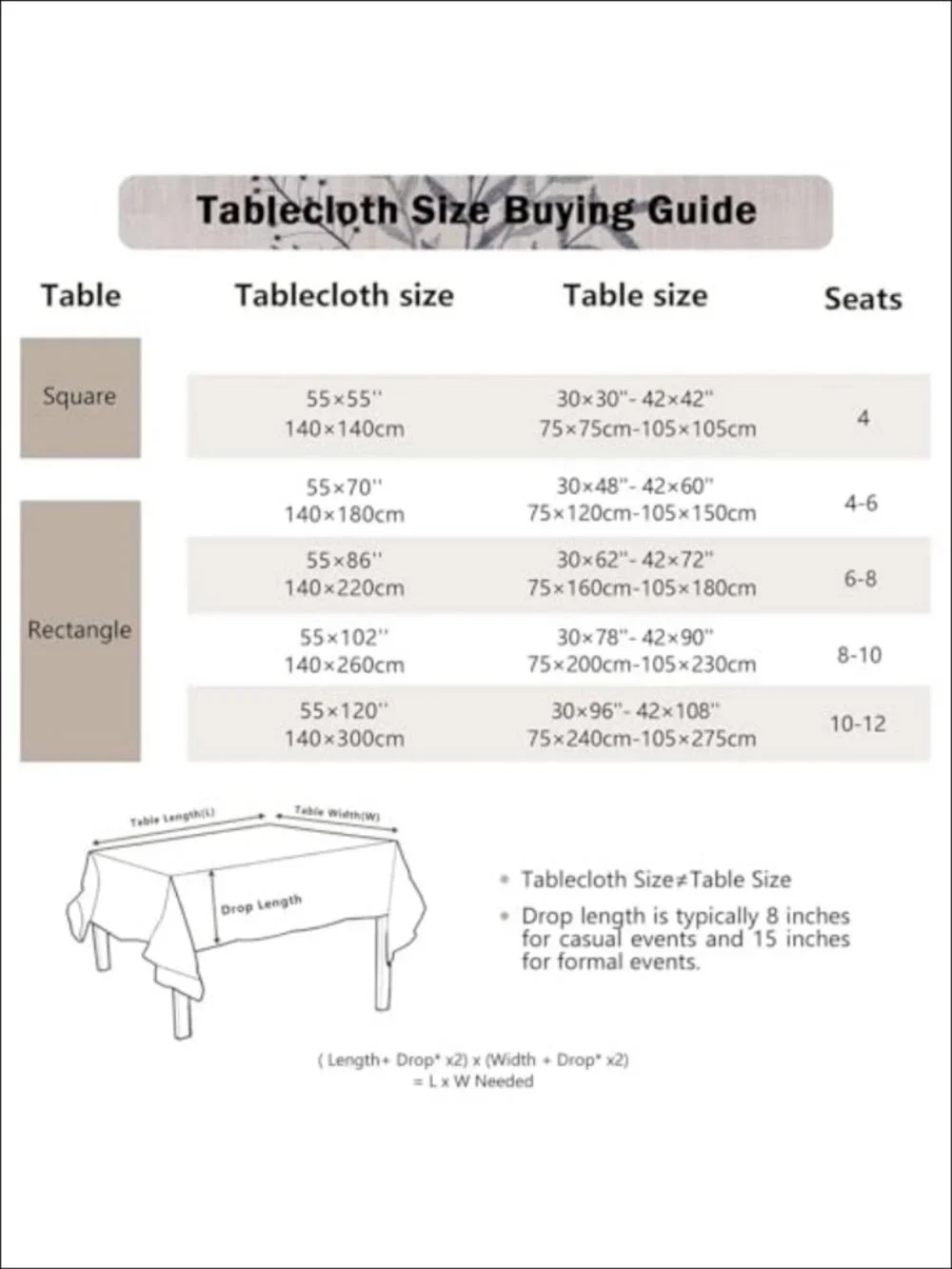 Waterproof Linen Blend Tablecloth Fern Embroidery Rectangle Tassels
